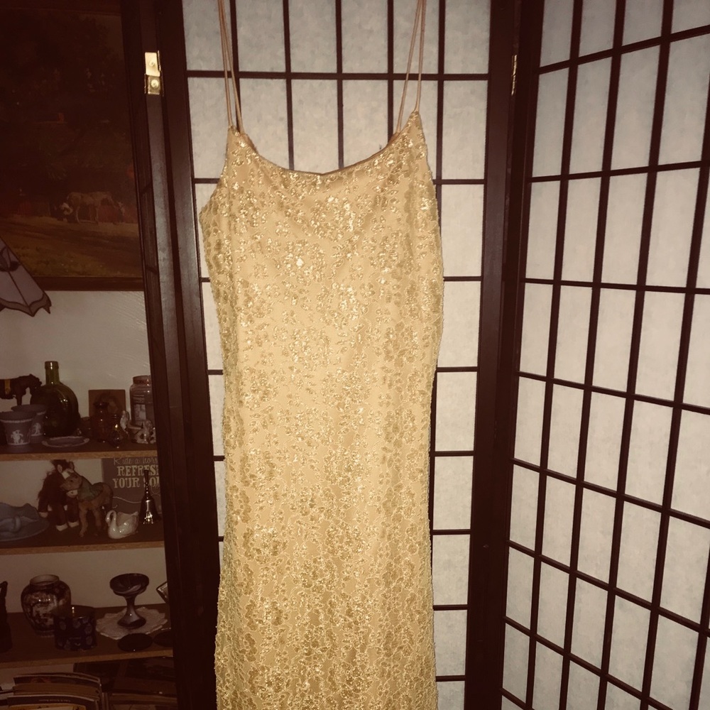 Vintage Laura Winston Gown gold shimmer size m